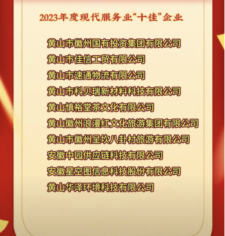 喜報(bào)！國投集團(tuán)榮獲徽州區(qū)2023年度現(xiàn)代服務(wù)業(yè)“十佳”企業(yè)榮譽(yù)稱號(hào)